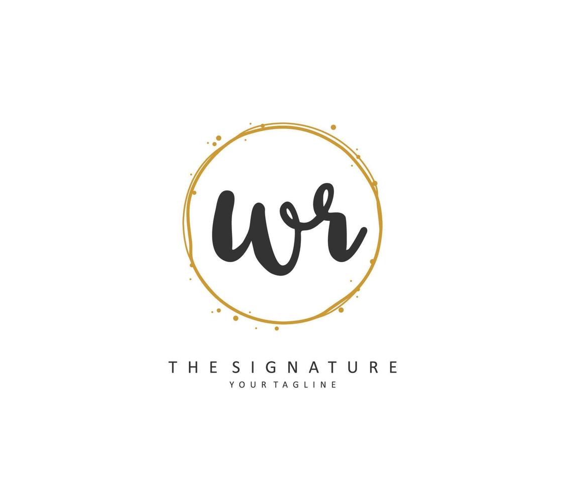 WR Initial letter handwriting and  signature logo. A concept handwriting initial logo with template element. vector