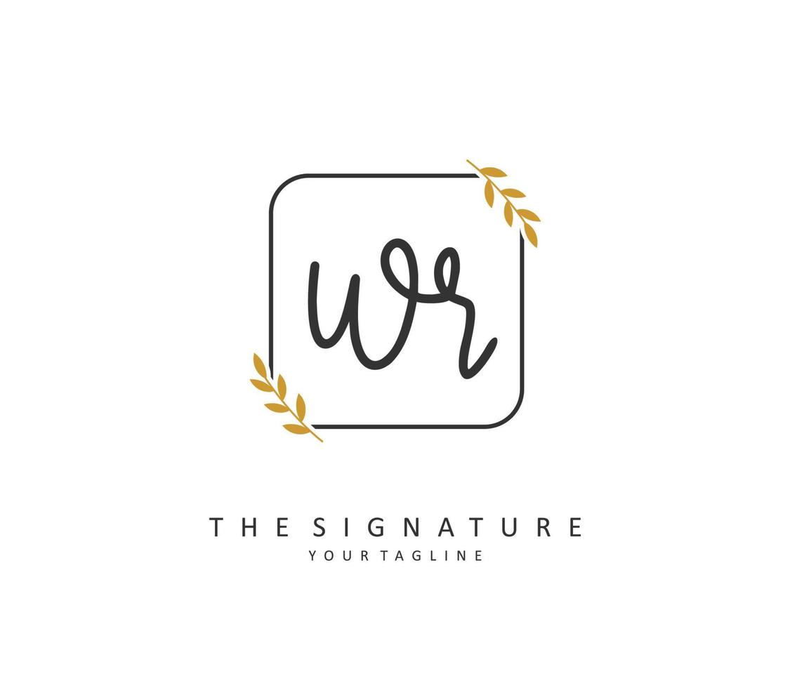 WR Initial letter handwriting and  signature logo. A concept handwriting initial logo with template element. vector