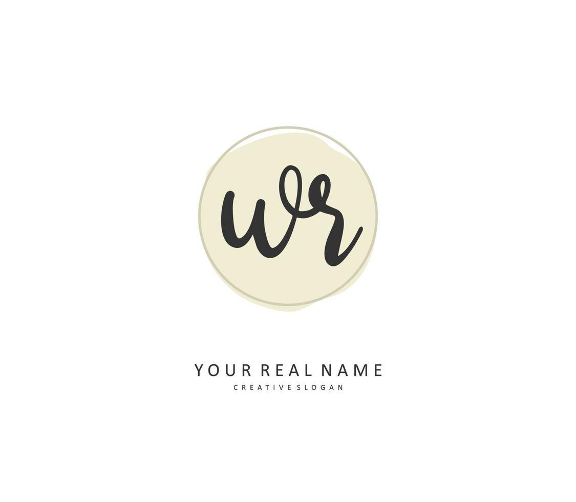 WR Initial letter handwriting and  signature logo. A concept handwriting initial logo with template element. vector