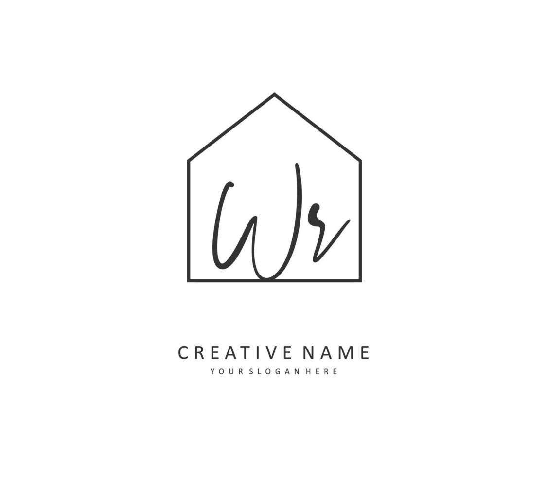 WR Initial letter handwriting and  signature logo. A concept handwriting initial logo with template element. vector