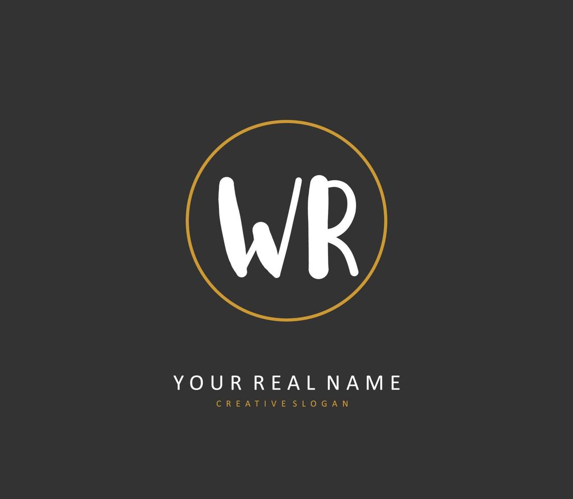 WR Initial letter handwriting and  signature logo. A concept handwriting initial logo with template element. vector