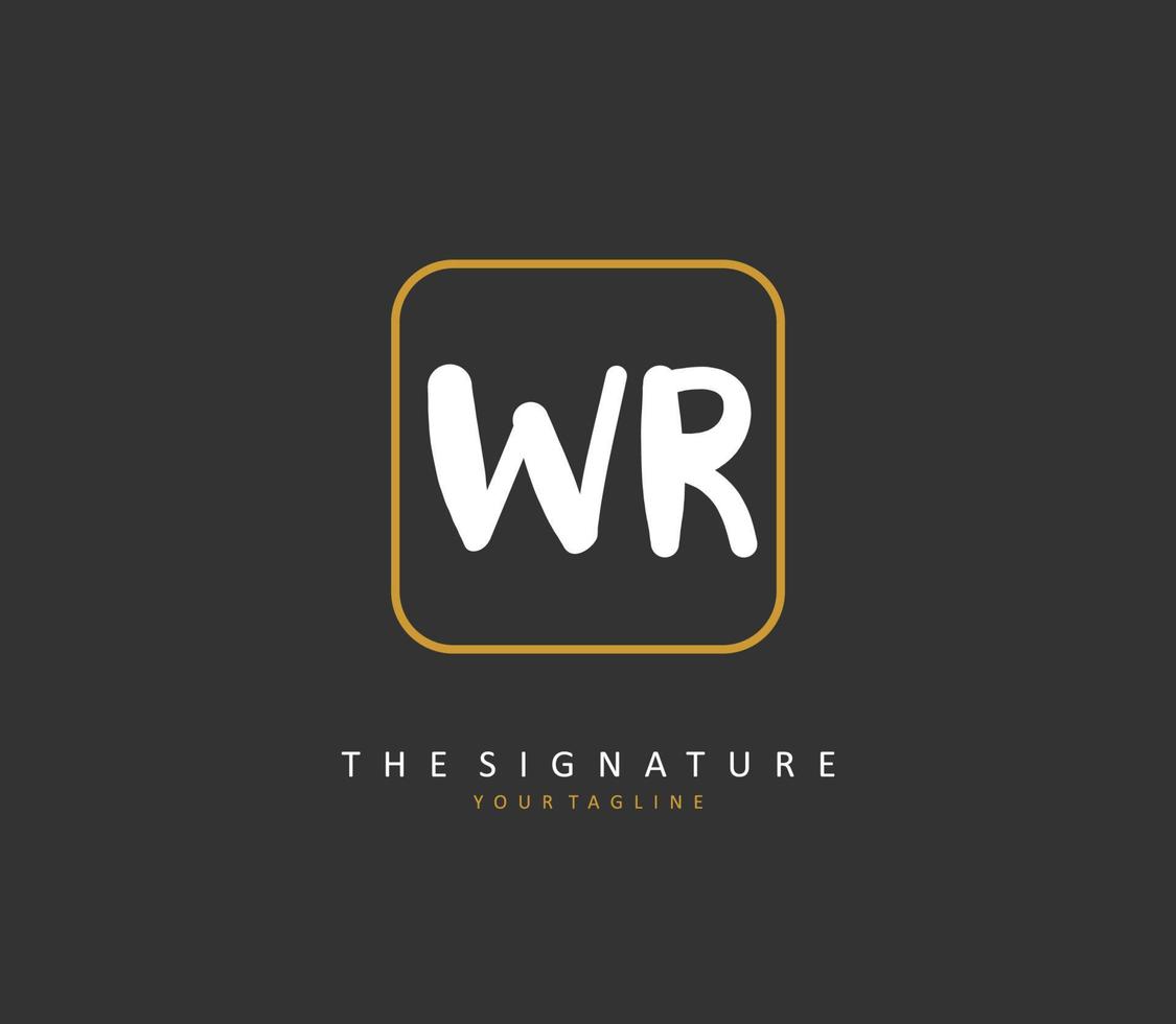 WR Initial letter handwriting and  signature logo. A concept handwriting initial logo with template element. vector