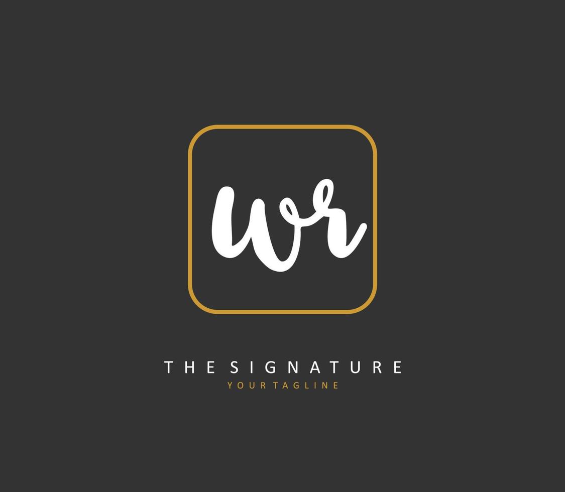 WR Initial letter handwriting and  signature logo. A concept handwriting initial logo with template element. vector