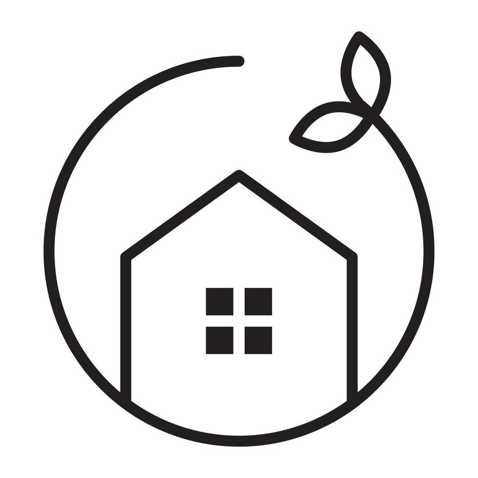 House and leaves vector icon. Luxury real estate icon. Flat icon design.
