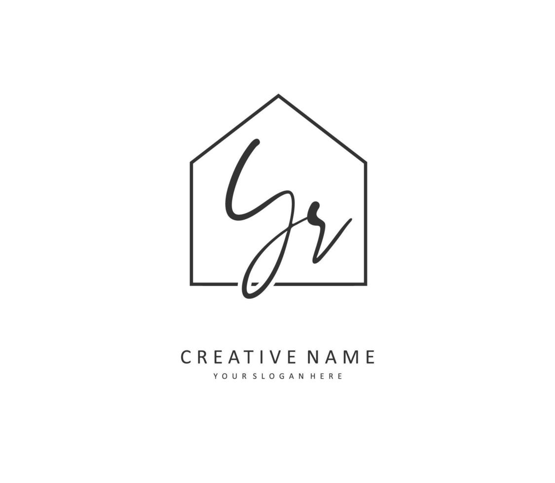 YR Initial letter handwriting and  signature logo. A concept handwriting initial logo with template element. vector