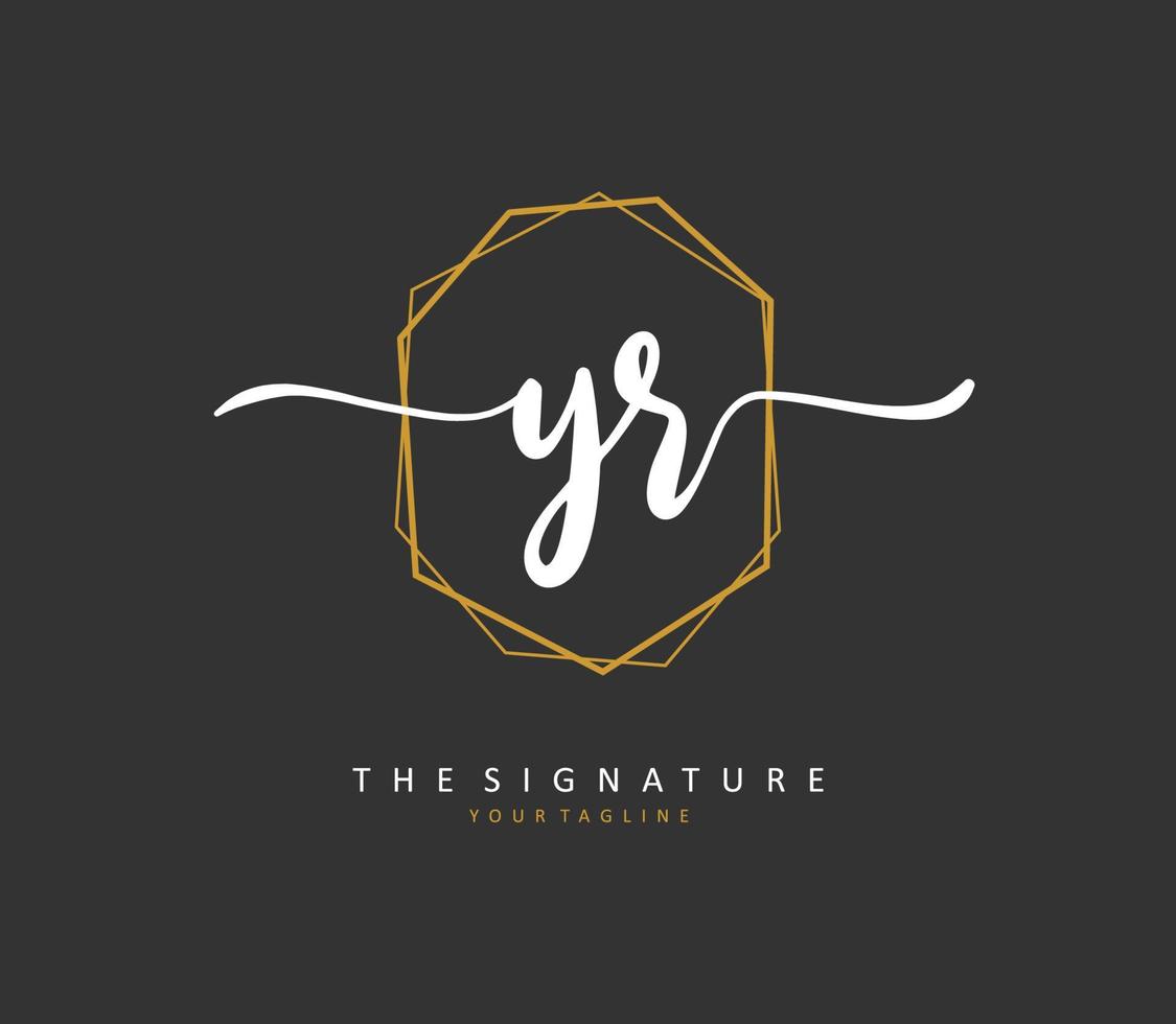 YR Initial letter handwriting and  signature logo. A concept handwriting initial logo with template element. vector