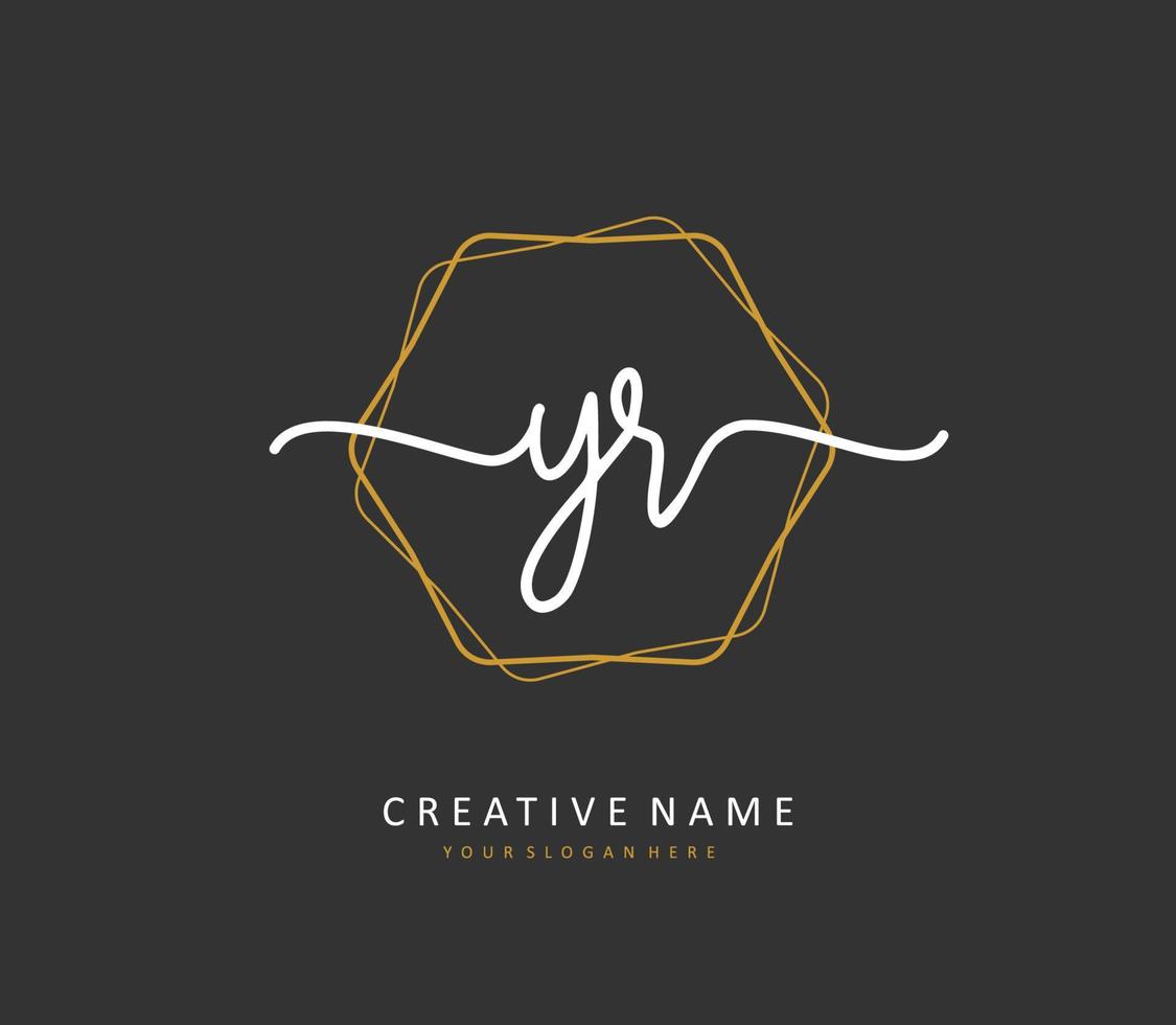 YR Initial letter handwriting and  signature logo. A concept handwriting initial logo with template element. vector