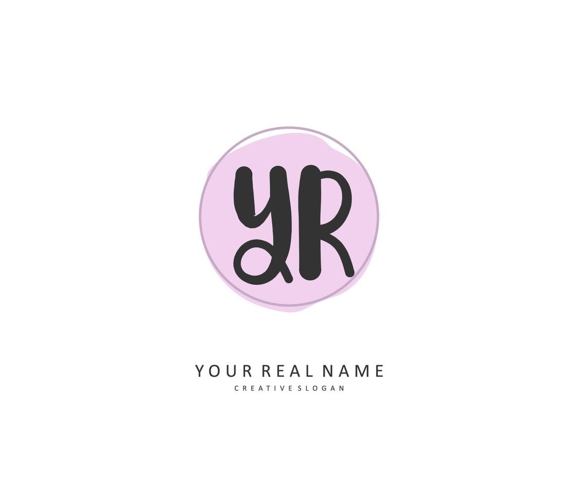 YR Initial letter handwriting and  signature logo. A concept handwriting initial logo with template element. vector