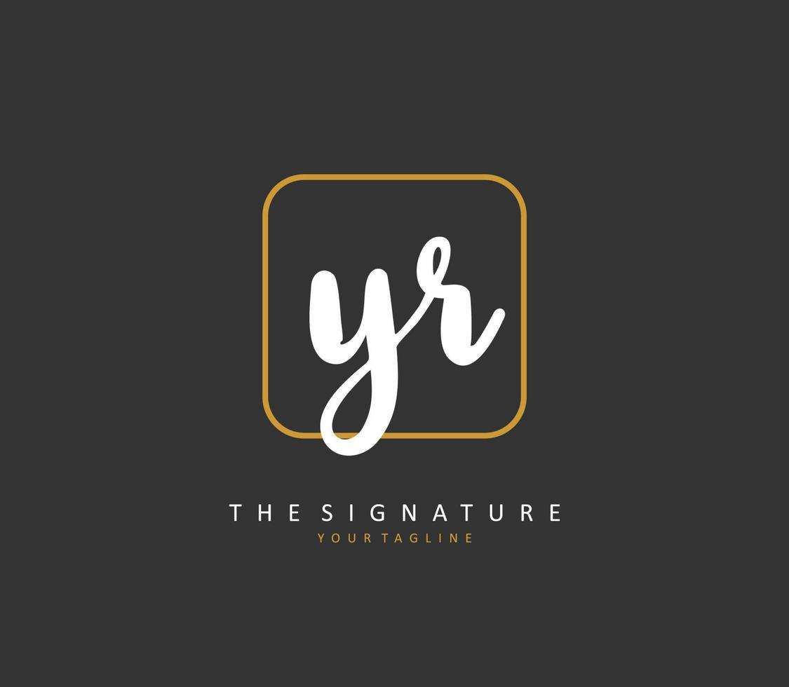 YR Initial letter handwriting and  signature logo. A concept handwriting initial logo with template element. vector