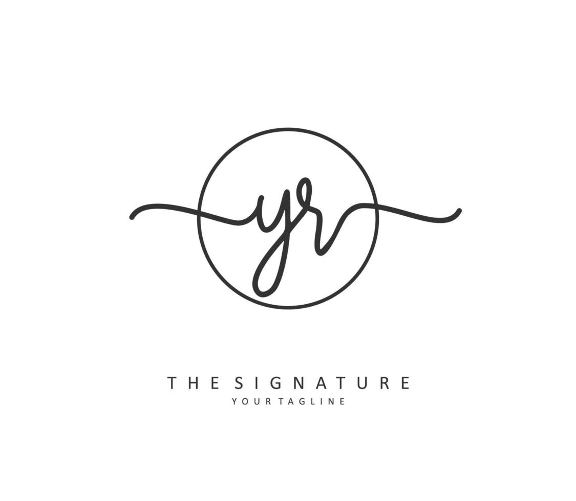 YR Initial letter handwriting and  signature logo. A concept handwriting initial logo with template element. vector