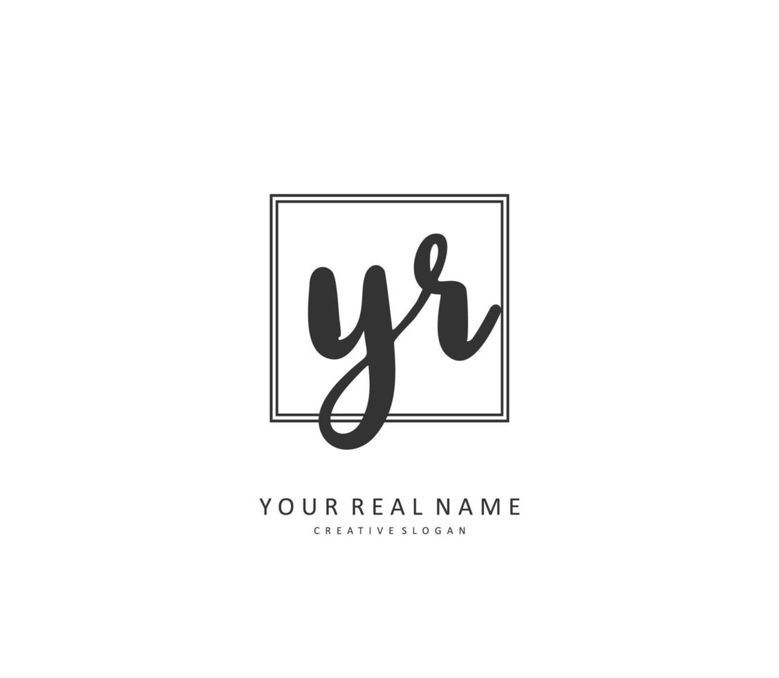 YR Initial letter handwriting and  signature logo. A concept handwriting initial logo with template element. vector