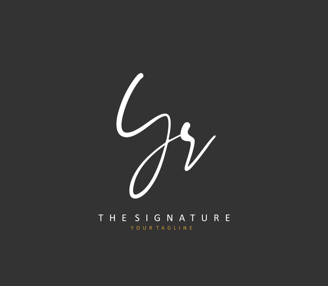 YR Initial letter handwriting and  signature logo. A concept handwriting initial logo with template element. vector