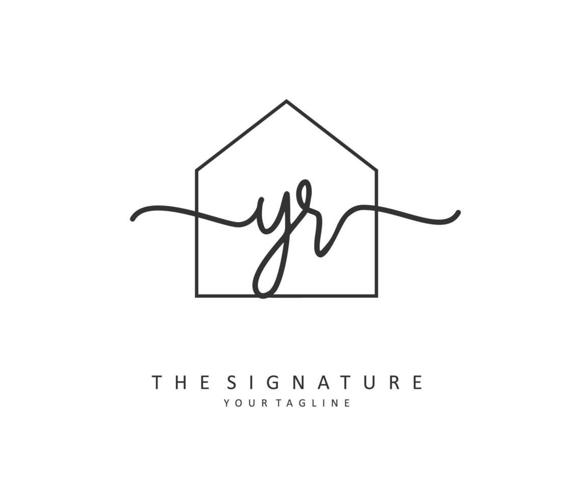 YR Initial letter handwriting and  signature logo. A concept handwriting initial logo with template element. vector