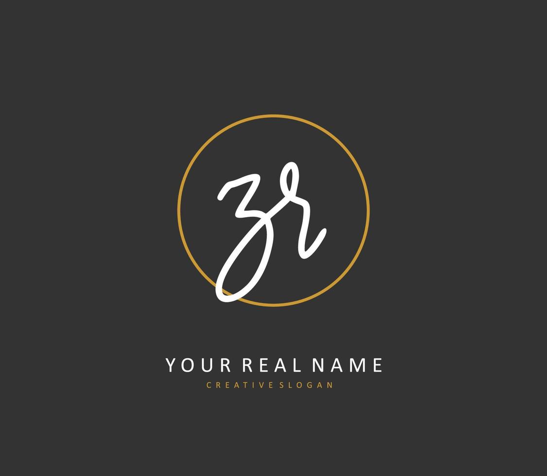 ZR Initial letter handwriting and  signature logo. A concept handwriting initial logo with template element. vector