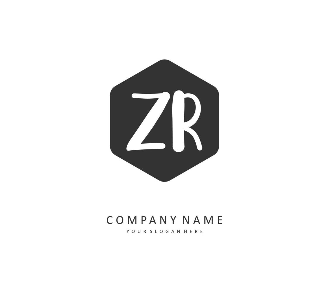 ZR Initial letter handwriting and  signature logo. A concept handwriting initial logo with template element. vector