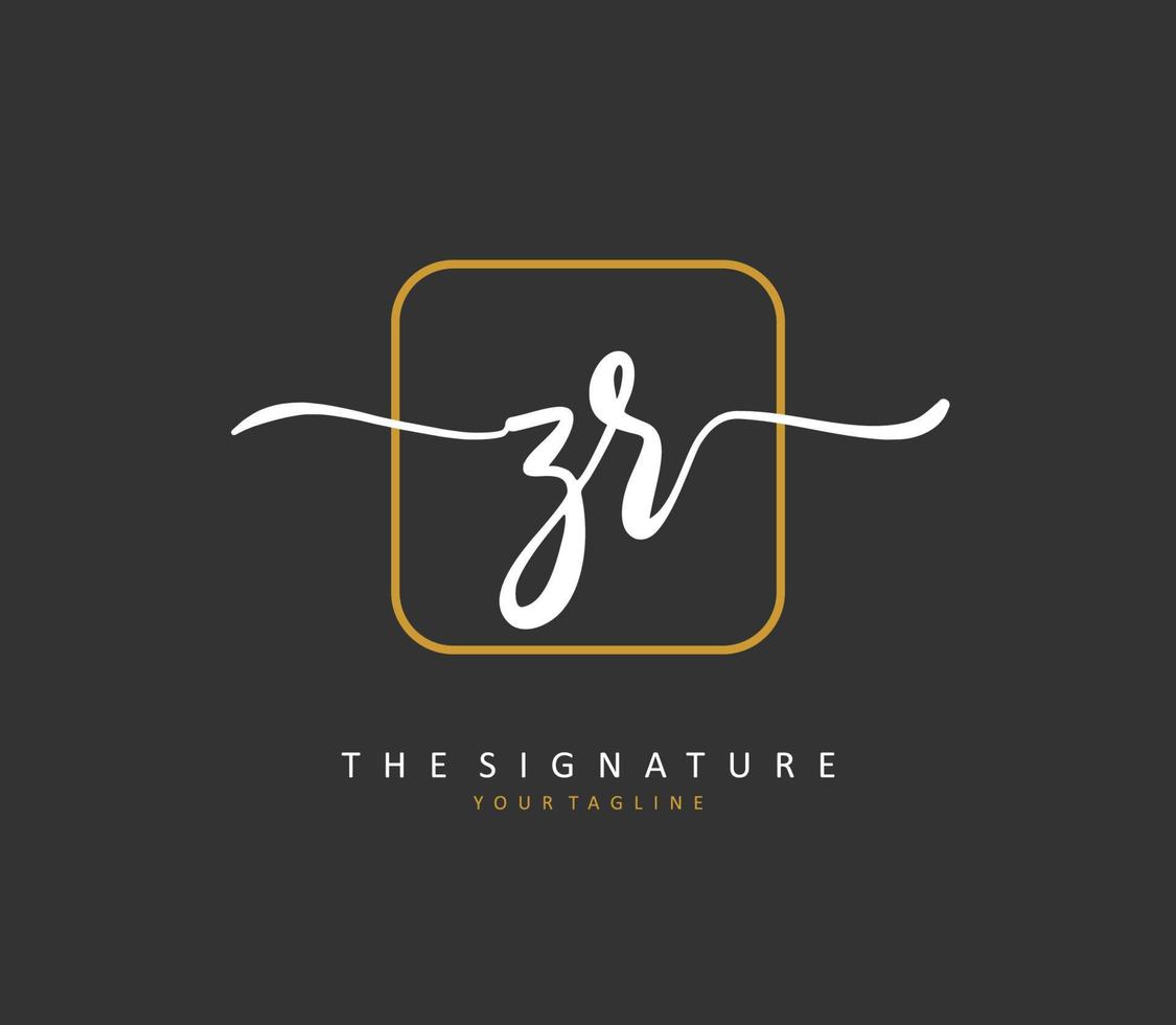 ZR Initial letter handwriting and  signature logo. A concept handwriting initial logo with template element. vector