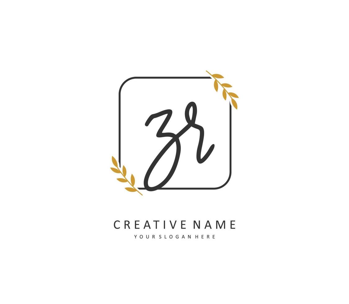 ZR Initial letter handwriting and  signature logo. A concept handwriting initial logo with template element. vector