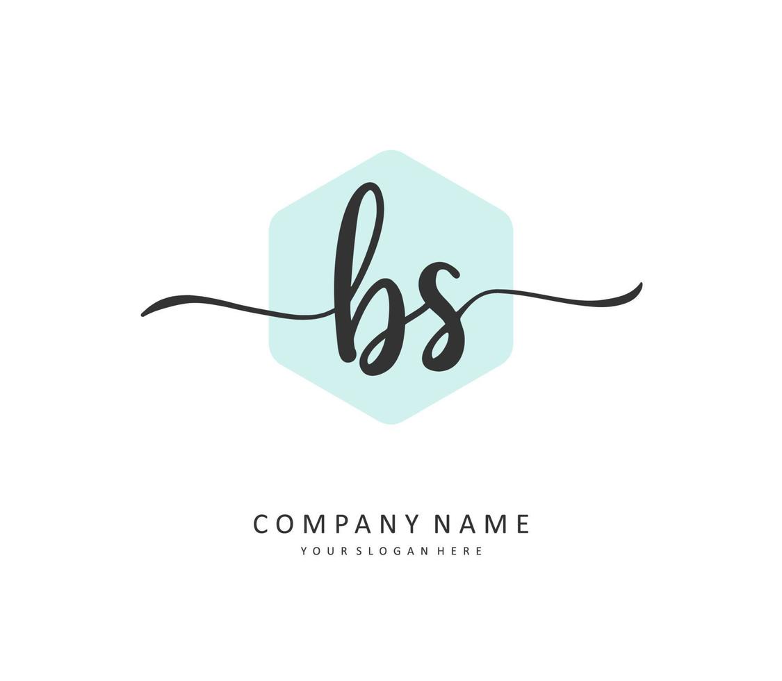 B S BS Initial letter handwriting and  signature logo. A concept handwriting initial logo with template element. vector