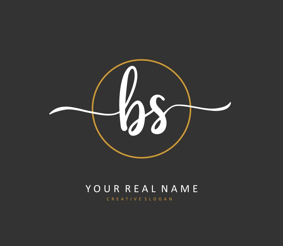 B S BS Initial letter handwriting and  signature logo. A concept handwriting initial logo with template element. vector