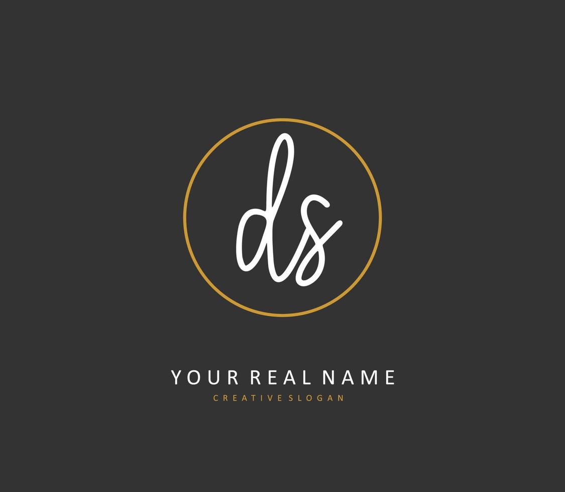 D S DS Initial letter handwriting and  signature logo. A concept handwriting initial logo with template element. vector