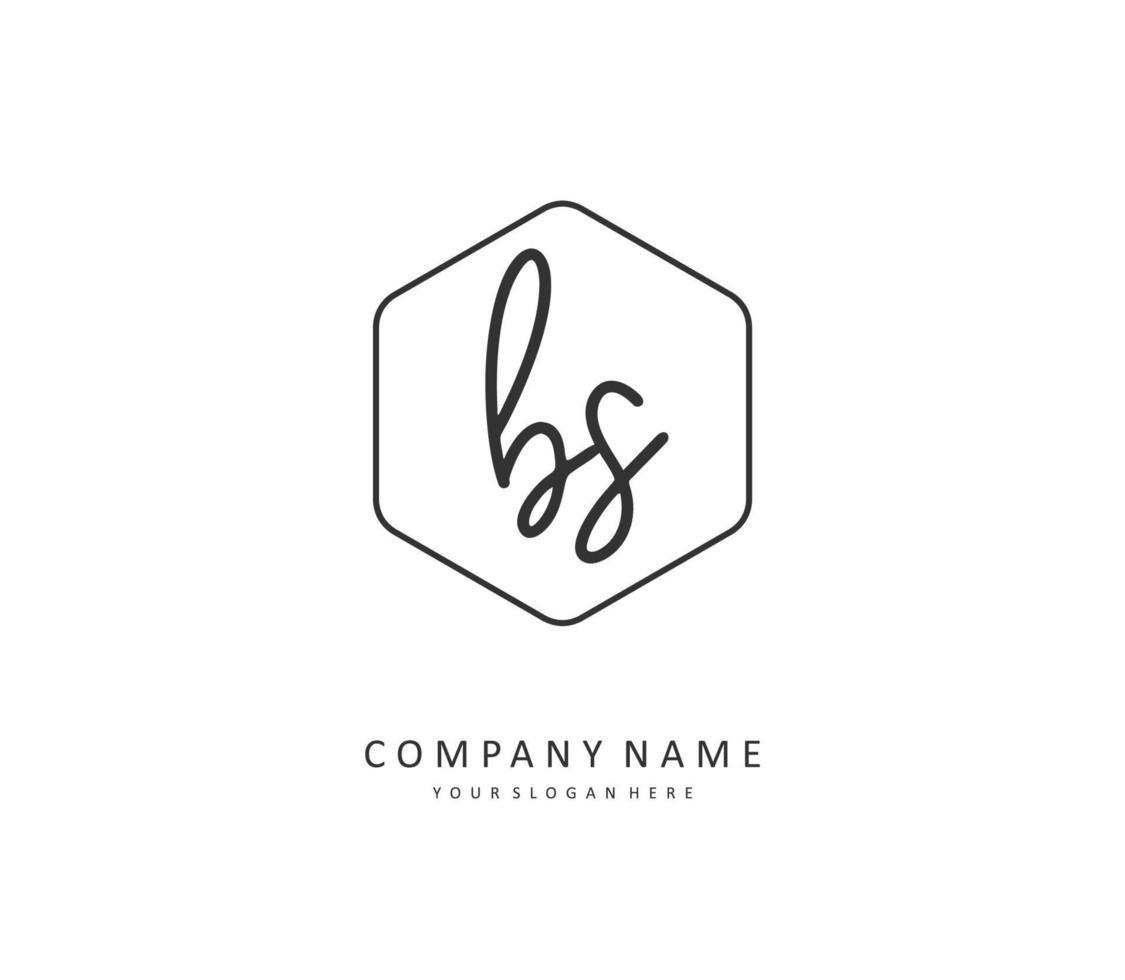 B S BS Initial letter handwriting and  signature logo. A concept handwriting initial logo with template element. vector