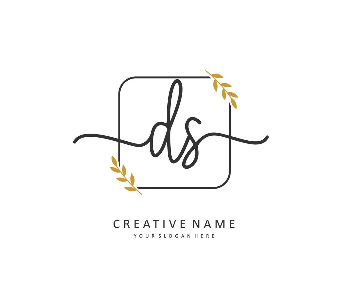 D S DS Initial letter handwriting and  signature logo. A concept handwriting initial logo with template element. vector