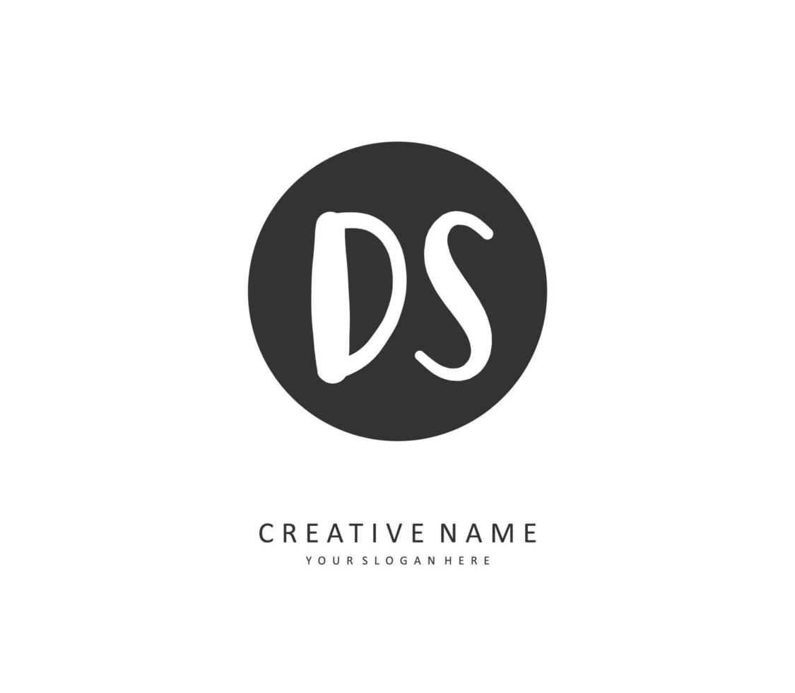 D S DS Initial letter handwriting and  signature logo. A concept handwriting initial logo with template element. vector