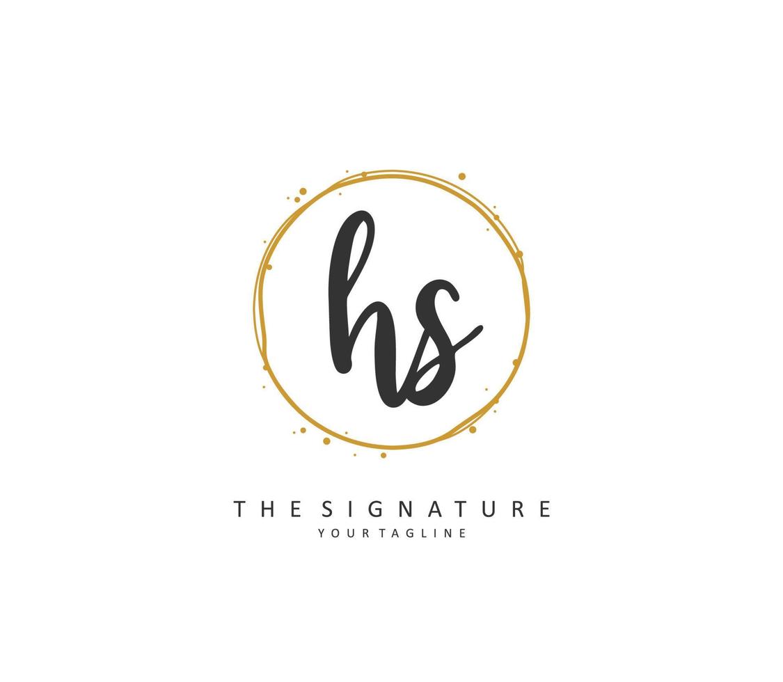 H S HS Initial letter handwriting and  signature logo. A concept handwriting initial logo with template element. vector