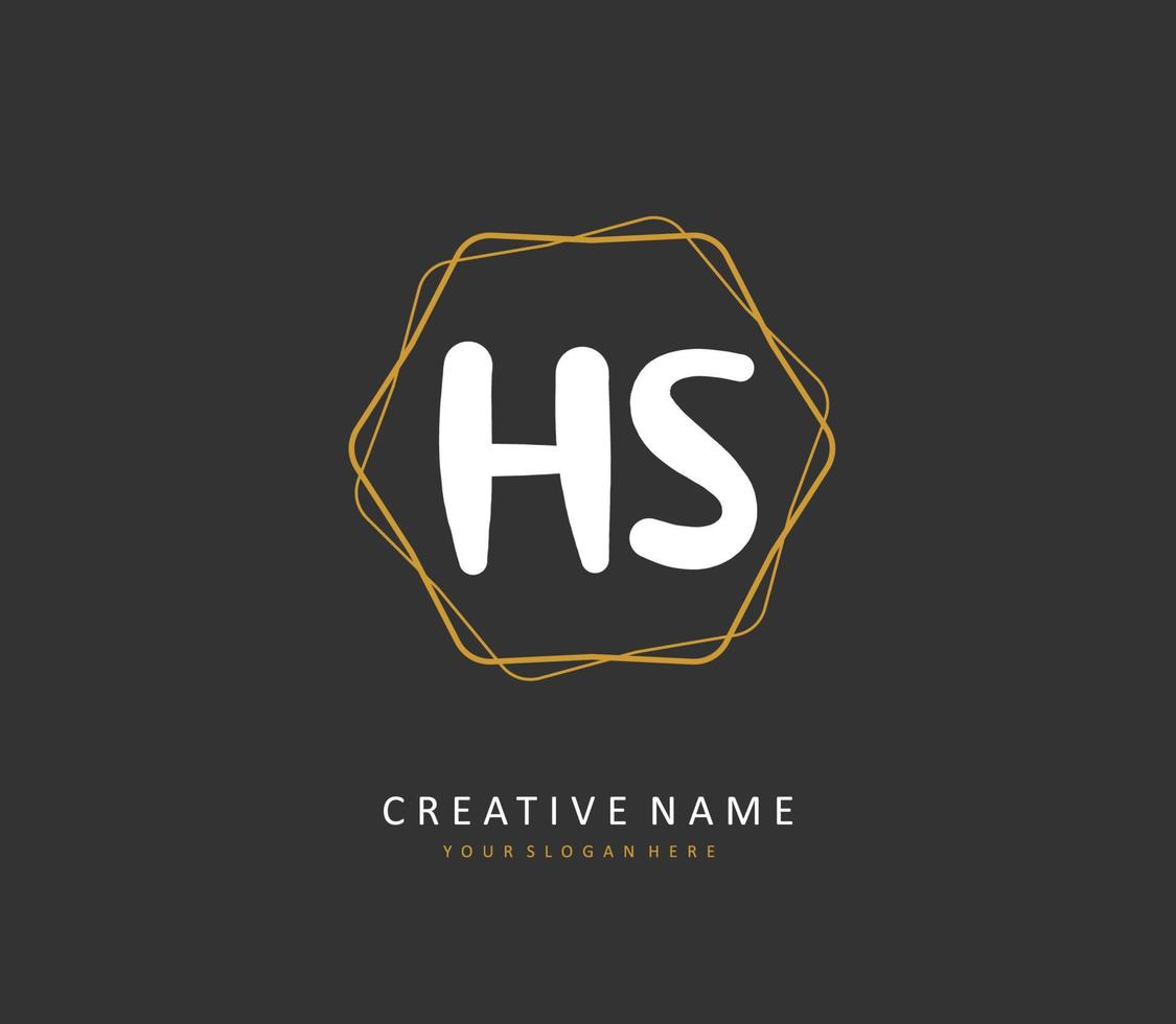 H S HS Initial letter handwriting and  signature logo. A concept handwriting initial logo with template element. vector