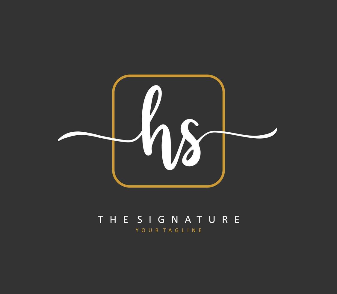 H S HS Initial letter handwriting and  signature logo. A concept handwriting initial logo with template element. vector