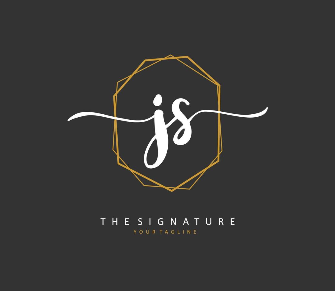 J S JS Initial letter handwriting and  signature logo. A concept handwriting initial logo with template element. vector