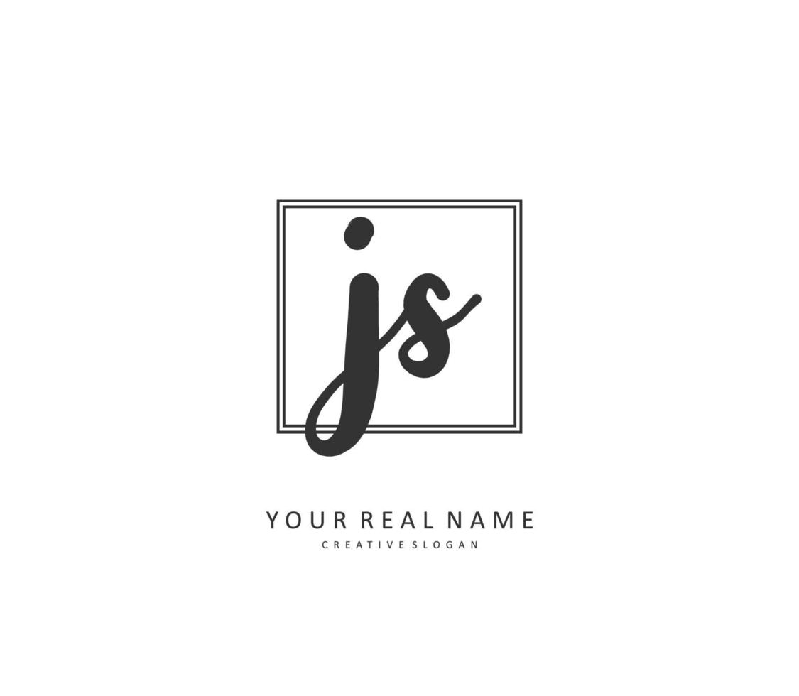 J S JS Initial letter handwriting and  signature logo. A concept handwriting initial logo with template element. vector