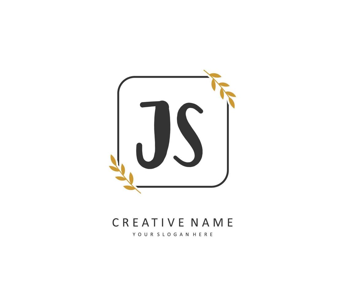 J S JS Initial letter handwriting and  signature logo. A concept handwriting initial logo with template element. vector