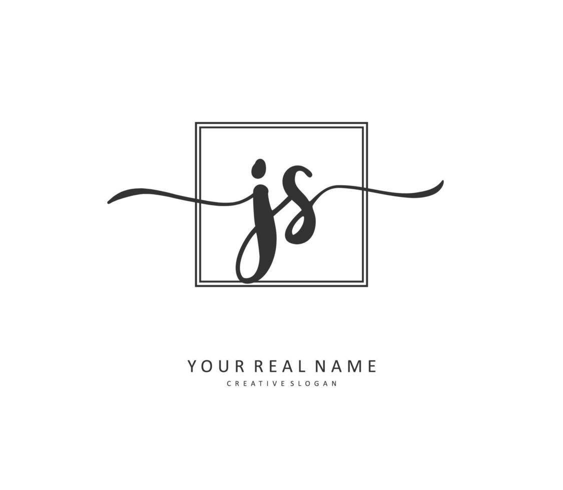 J S JS Initial letter handwriting and  signature logo. A concept handwriting initial logo with template element. vector