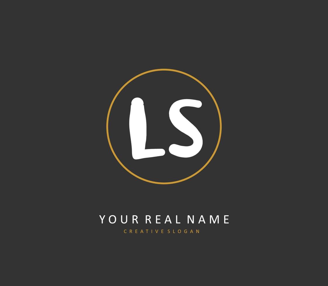 L S LS Initial letter handwriting and  signature logo. A concept handwriting initial logo with template element. vector