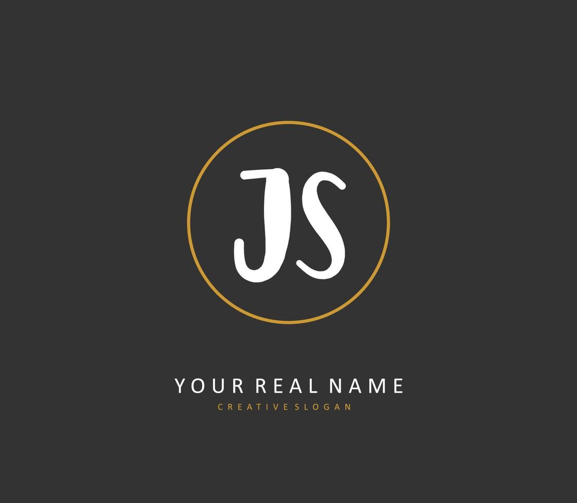 J S JS Initial letter handwriting and  signature logo. A concept handwriting initial logo with template element. vector