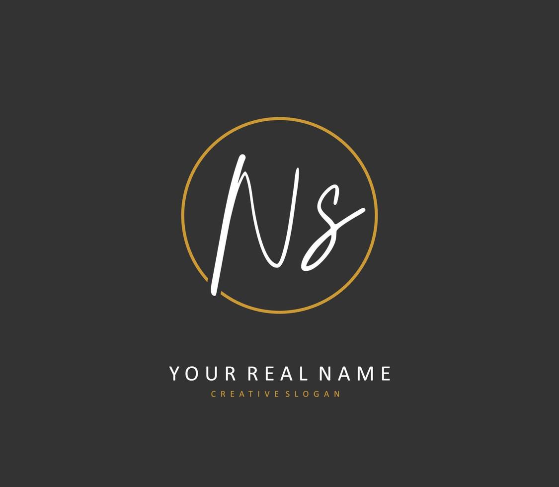 N S NS Initial letter handwriting and  signature logo. A concept handwriting initial logo with template element. vector