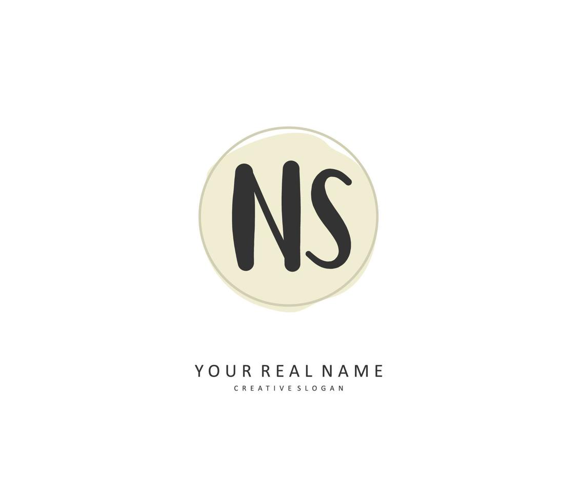 N S NS Initial letter handwriting and  signature logo. A concept handwriting initial logo with template element. vector