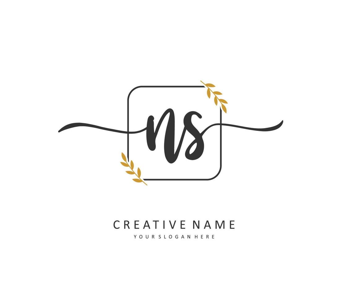 N S NS Initial letter handwriting and  signature logo. A concept handwriting initial logo with template element. vector