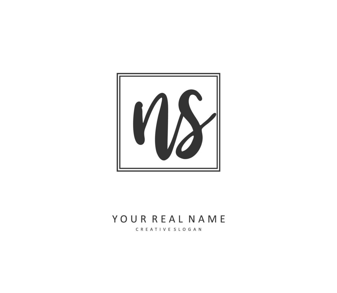 N S NS Initial letter handwriting and  signature logo. A concept handwriting initial logo with template element. vector