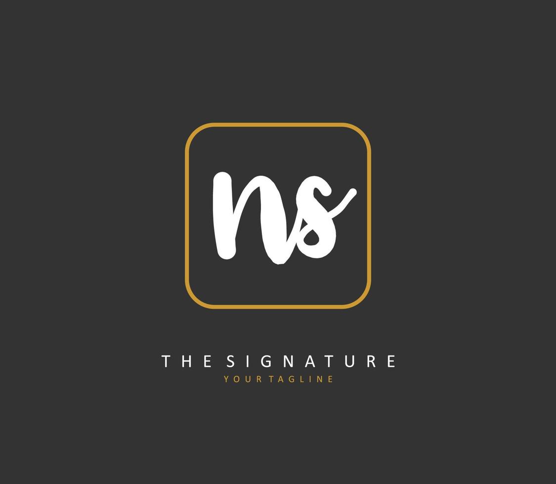 N S NS Initial letter handwriting and  signature logo. A concept handwriting initial logo with template element. vector