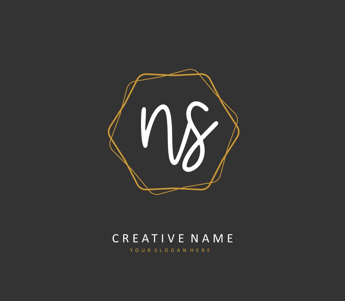 N S NS Initial letter handwriting and  signature logo. A concept handwriting initial logo with template element. vector