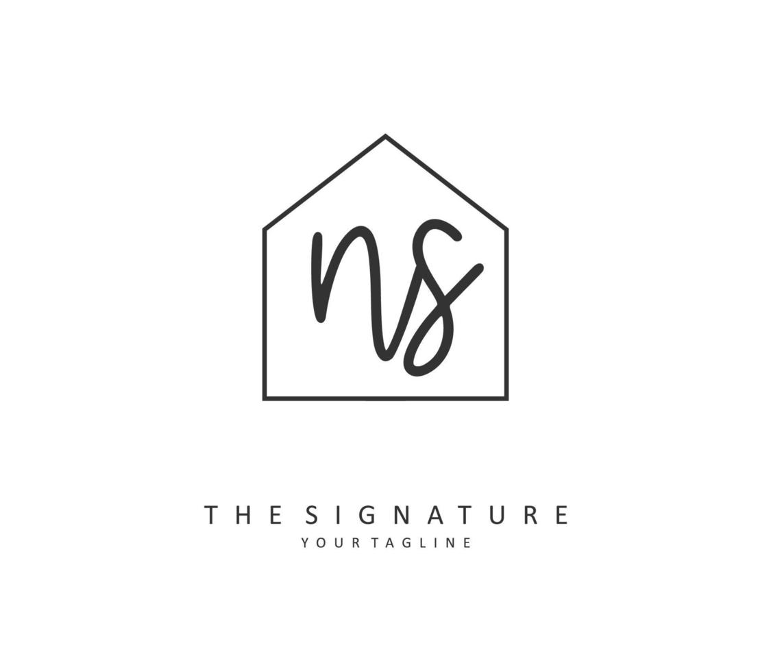 N S NS Initial letter handwriting and  signature logo. A concept handwriting initial logo with template element. vector