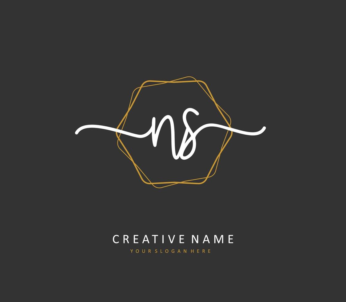 N S NS Initial letter handwriting and  signature logo. A concept handwriting initial logo with template element. vector