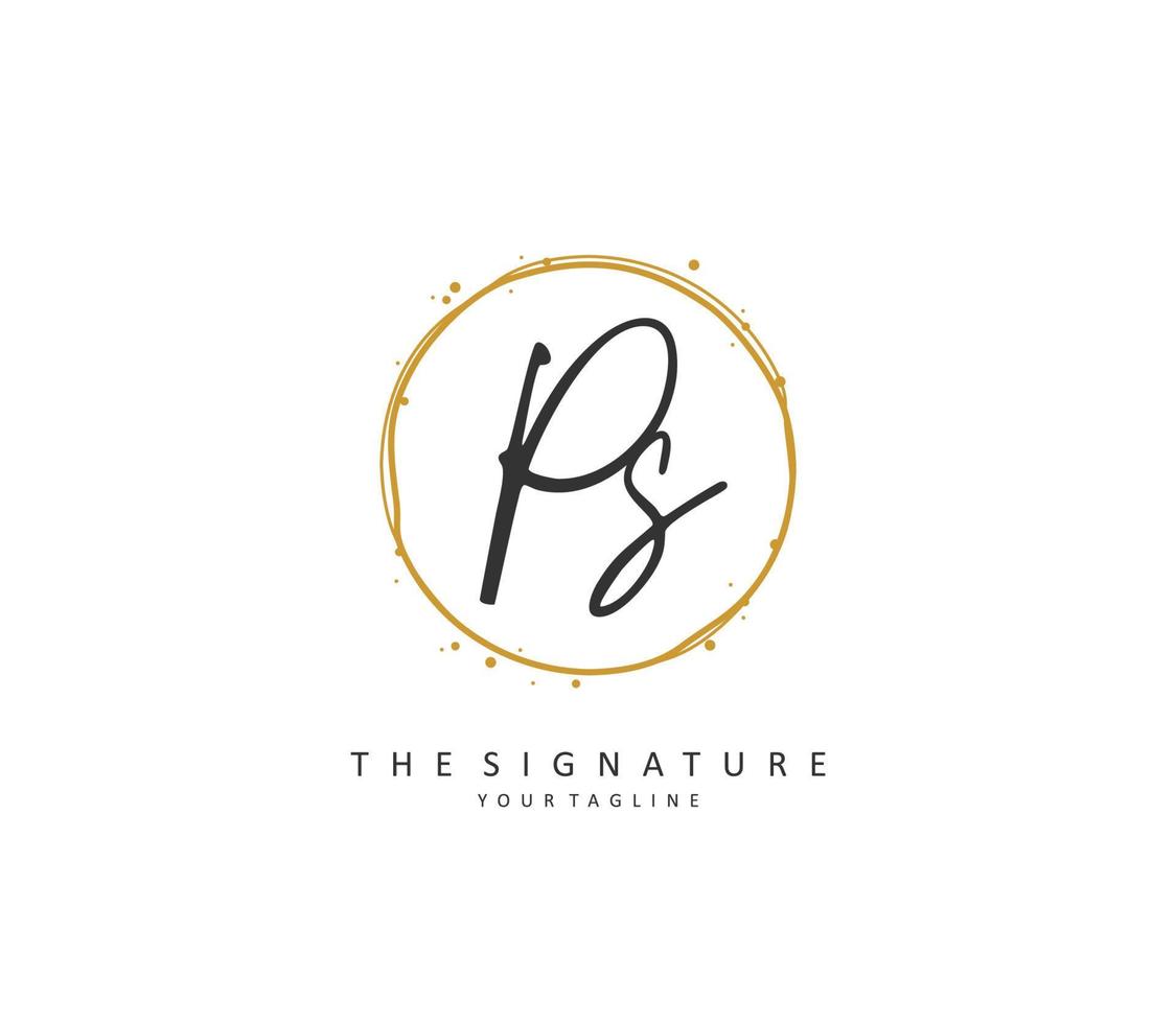 P S PS Initial letter handwriting and  signature logo. A concept handwriting initial logo with template element. vector