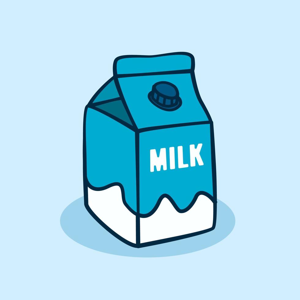 Leche caja ilustración concepto en dibujos animados estilo vector