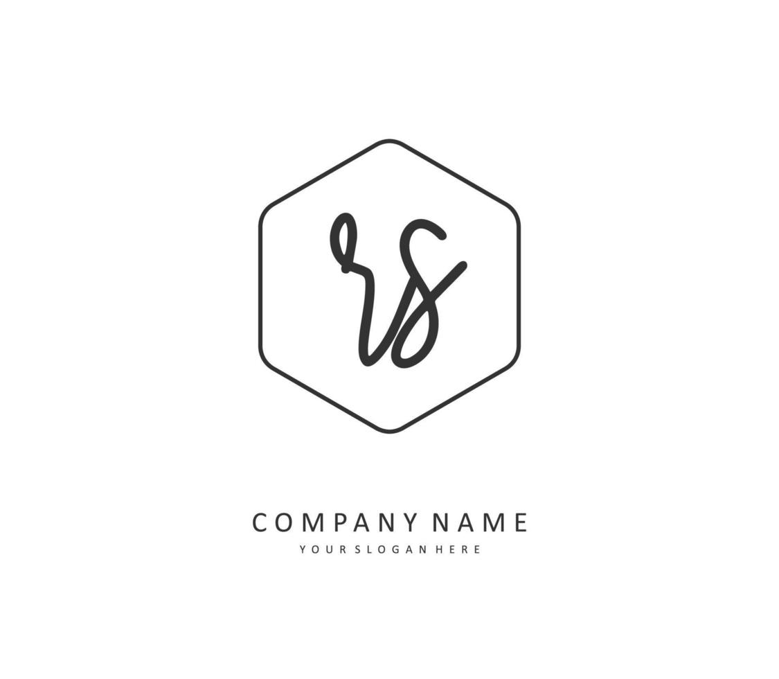 R S RS Initial letter handwriting and  signature logo. A concept handwriting initial logo with template element. vector