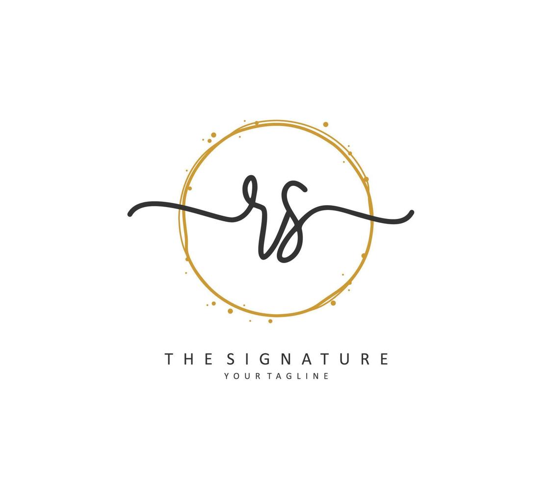 R S RS Initial letter handwriting and  signature logo. A concept handwriting initial logo with template element. vector