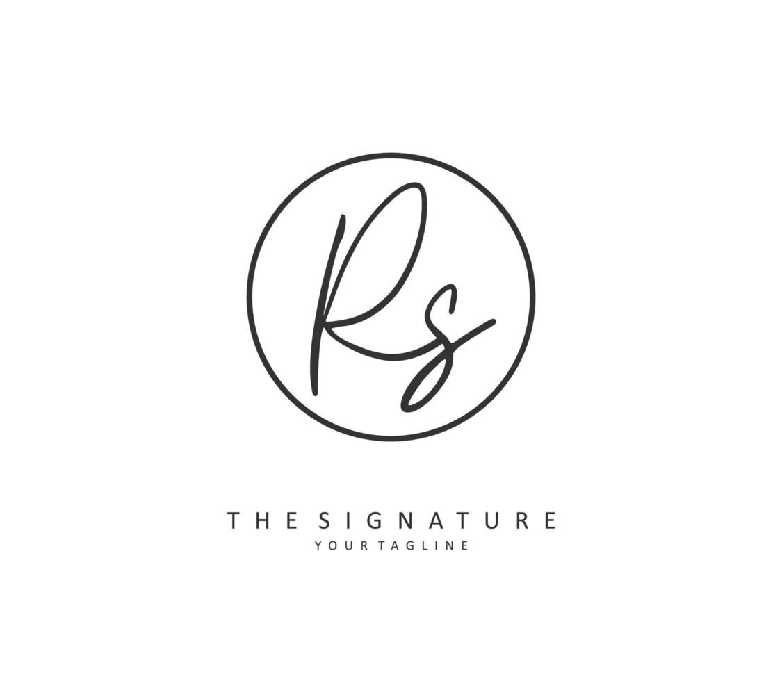 R S RS Initial letter handwriting and  signature logo. A concept handwriting initial logo with template element. vector