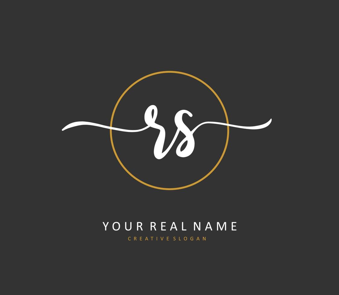 R S RS Initial letter handwriting and  signature logo. A concept handwriting initial logo with template element. vector